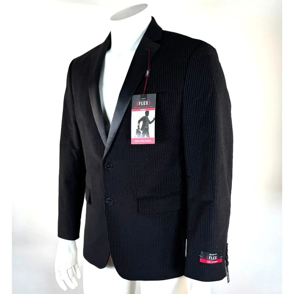 Van Heusen FLEX Textured Tuxedo Slim Fit Jacket Mens 40S NWT Lined Double-vented